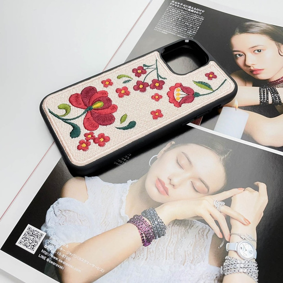 【瑪捷玫瑰花園】英式玫瑰粉/刺繡手機殼/客製化 iPhone14 第5張的照片