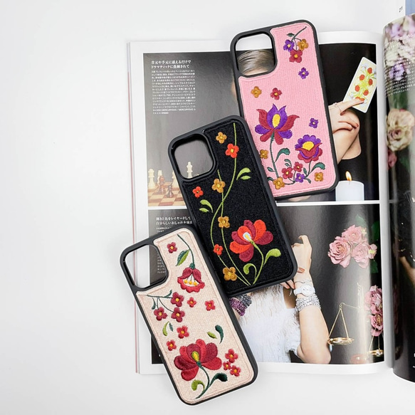 【瑪捷玫瑰花園】英式玫瑰粉/刺繡手機殼/客製化 iPhone14 第8張的照片