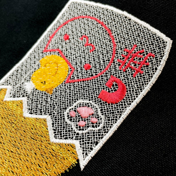 【ニャーニャーチキンチョップ】刺繍/キャンバスジッパーポッジバッグ/カスタマイズ 2枚目の画像