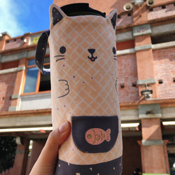 【Anemone Cat Water Bottle Tote】Original Printing & Pattern 1枚目の画像