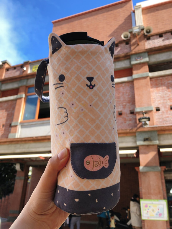 【Anemone Cat Water Bottle Tote】Original Printing & Pattern 1枚目の画像