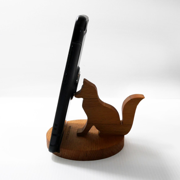 犬の形で十分（犬）祝福携帯電話ホルダー名刺ホルダー無垢材 5枚目の画像