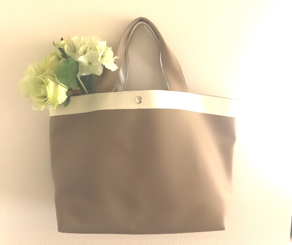 【受注製作】通勤通学にもOK♪合皮トートLサイズ(ベージュ)内布color選択肢