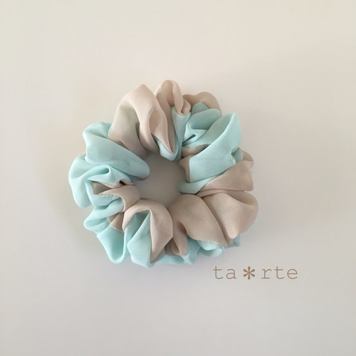 シフォンシュシュ✼﻿ミントグリーン×ベージュ シュシュ TA＊RTE 通販 