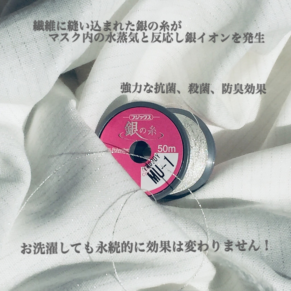 抗ウィルス+銀の糸Agイオンの『守るマスク』メッシュポケット付き 4枚目の画像