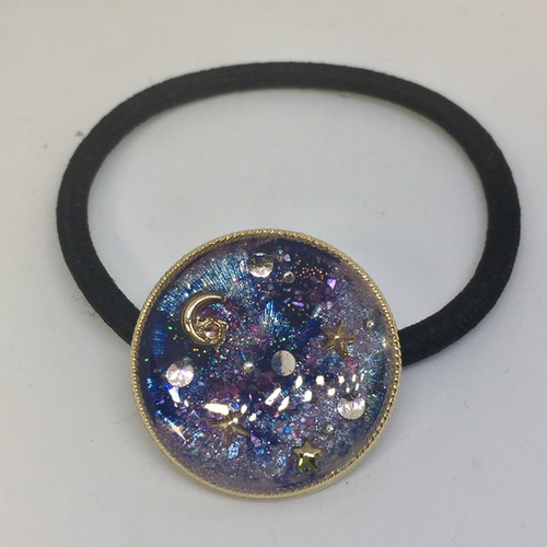レジンヘアゴム大ぶり星ビジュー淡色流れ星