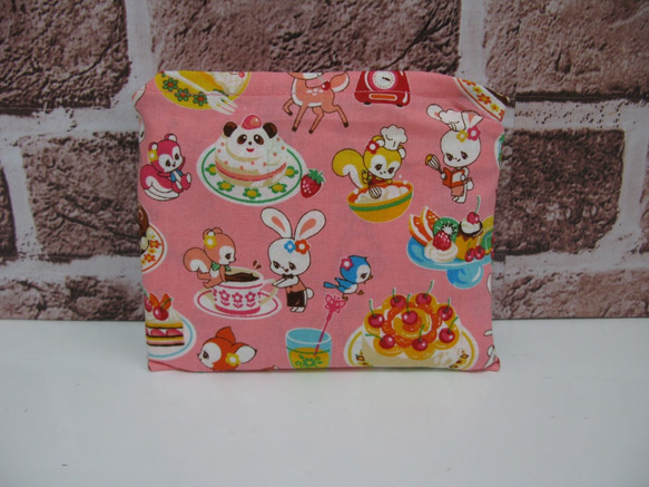 ☆在庫セール☆ はいから横町・ケーキ柄のエコバッグ　（ピンク） 3枚目の画像