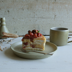 NEW! 台形　プレート皿　マットな黄茶系　梅幸茶色　陶器　ケーキ皿 10枚目の画像