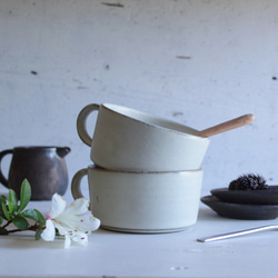 マグスープカップ　やさしい雰囲気の白マット系　陶器 10枚目の画像
