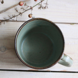 マグカップ (LL)　淡い緑系　陶器 4枚目の画像