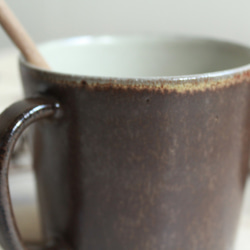 creema限定 マグカップ 筒形 (LL)　茶＋白　陶器 3枚目の画像