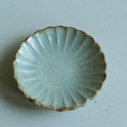 菊豆皿　パステルカラーの白緑(びゃくろく）系　陶器 7枚目の画像