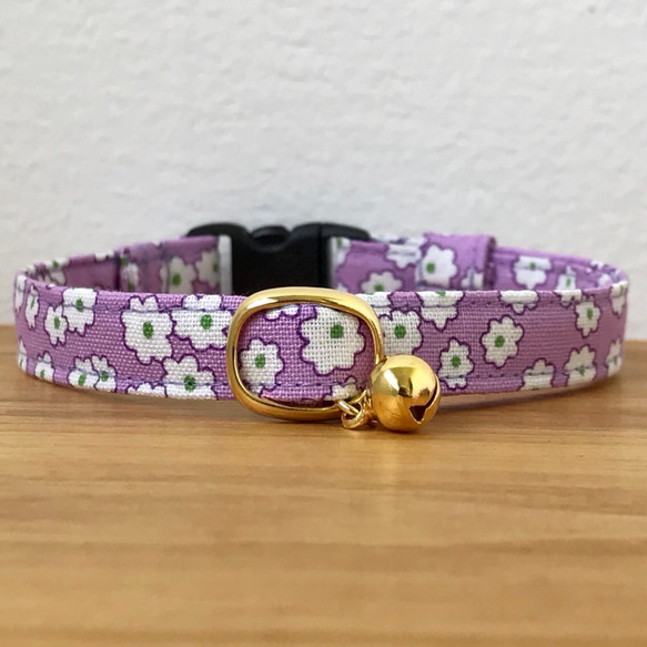【 猫の首輪 】classic flower purple / 1枚目の画像