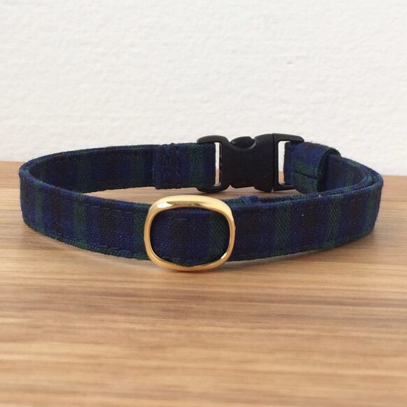 【 猫の首輪 】Black Watch ( navy × green ) 1枚目の画像