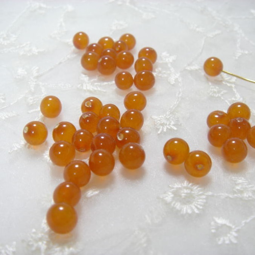 本琥珀 練り琥珀 天然石 アンバー 6mm玉 片穴10個入り ビーズパーツ
