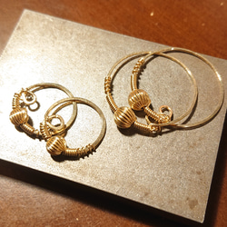 【受注製作】金のしずくのポン・ニンカリ（アイヌの耳飾り・ピアス）k14gf 4枚目の画像