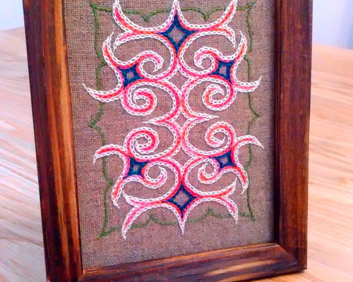 アイヌ刺繍　タペストリー、額縁 アイヌ刺繍 タペストリー、額縁