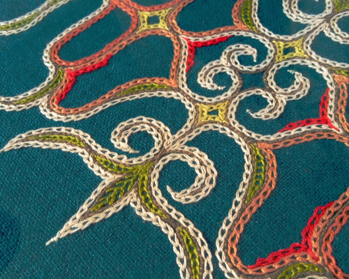 アイヌ刺繍インテリアフレーム04 moynak 目覚める タペストリー