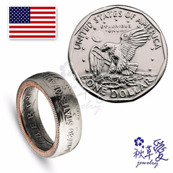 手作りのコインリング「ドル（100万） - アポロ11号ミッションの記章」アイルサAkigusa愛 1枚目の画像