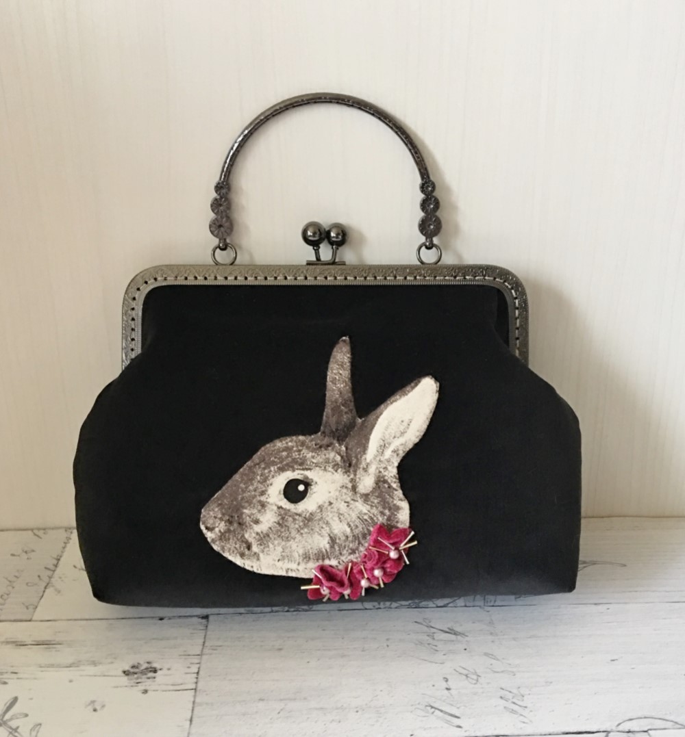 【新品】ウサギバッグS BLACK ＆WHITE セット　しのさま専用ページ 訳有り リアル うさぎ バッグ 黒うさぎ ウサギ アートドール