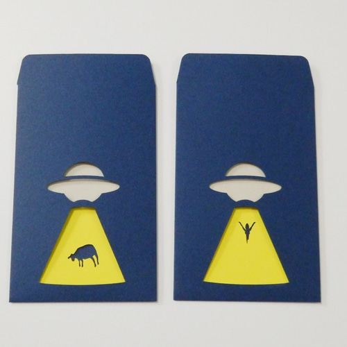切り絵でつくるぽち袋型メッセージカード UFO レターセット Cobato