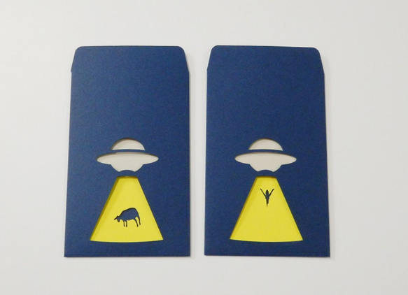 切り絵でつくるぽち袋型メッセージカード UFO レターセット Cobato
