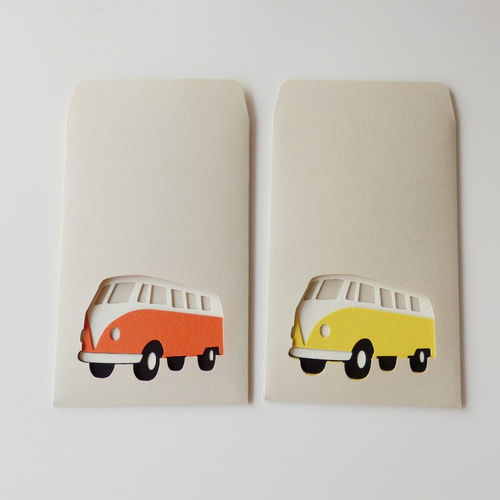 切り絵でつくるぽち袋型メッセージカード 車（バンタイプ） レター