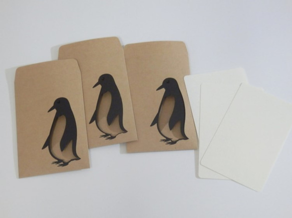 抜き絵封筒（ポチ袋）　「ペンギンさん」 2枚目の画像