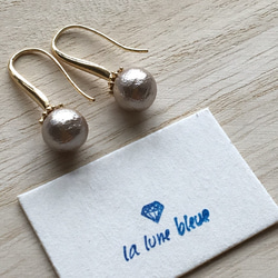 SALE10%off 1.100→990 silver cotton pearl pierced earrings 2枚目の画像