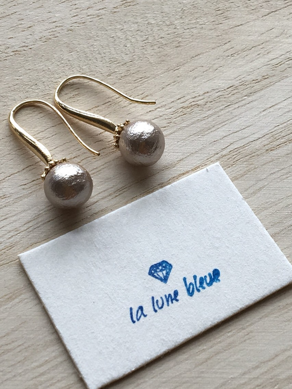 SALE10%off 1.100→990 silver cotton pearl pierced earrings 2枚目の画像