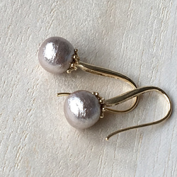 SALE10%off 1.100→990 silver cotton pearl pierced earrings 3枚目の画像