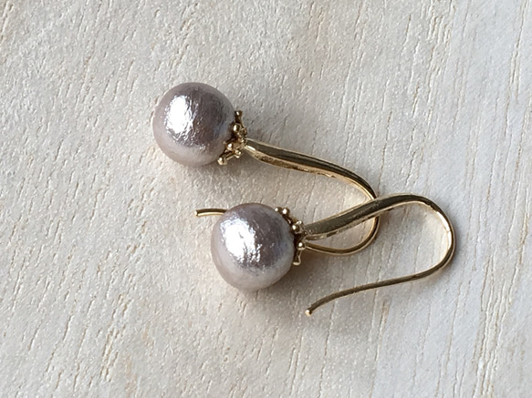 SALE10%off 1.100→990 silver cotton pearl pierced earrings 3枚目の画像