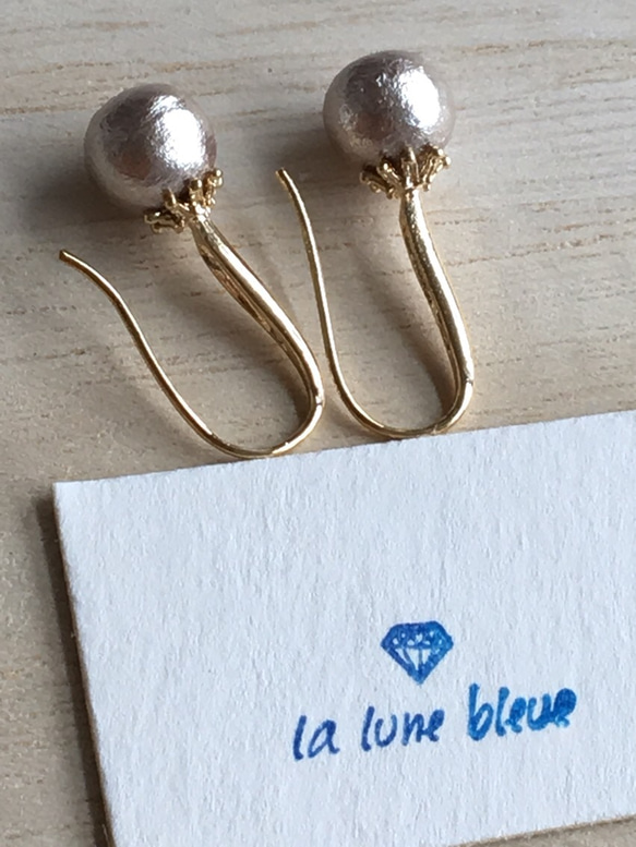 SALE10%off 1.100→990 silver cotton pearl pierced earrings 4枚目の画像