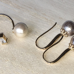 SALE10%off 1.100→990 silver cotton pearl pierced earrings 5枚目の画像