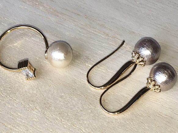 SALE10%off 1.100→990 silver cotton pearl pierced earrings 5枚目の画像
