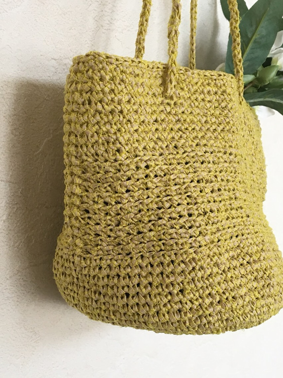 春先取り simple 2way basket bag 〜yellow〜 5枚目の画像