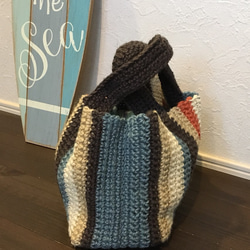 2017AW新作 dark color mulch stripe knit bag 2枚目の画像