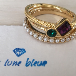 simple スワロフスキー crystal emerald stone ring11〜12号相当 1枚目の画像