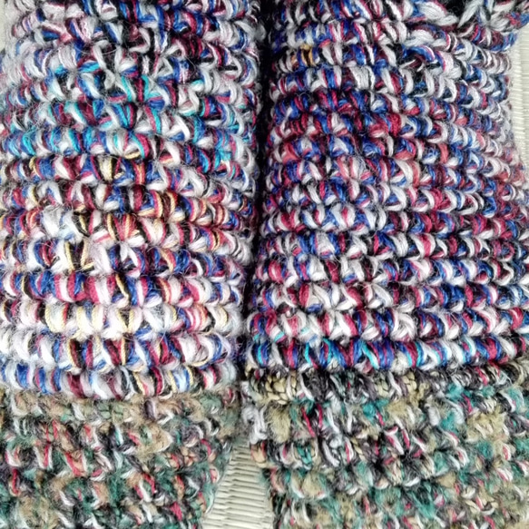 【おうち時間に】ブーツみたいに足首まで暖かい ルームシューズ【手編み一点物】 6枚目の画像