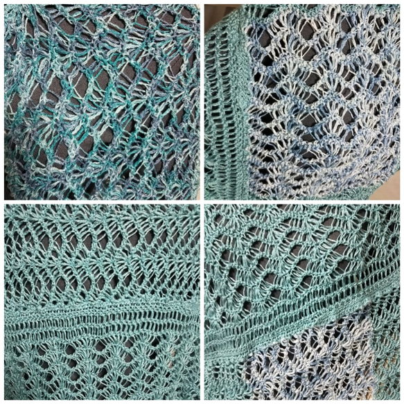 爽やかブルーの2wayストール【手編み一点物】 9枚目の画像