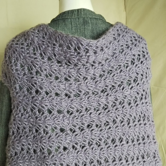 紫の2wayストール【手編み一点物】 10枚目の画像