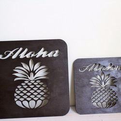 Alohaパイナップルウォールアート　セット　（S＆M）インテリアパネル 1枚目の画像