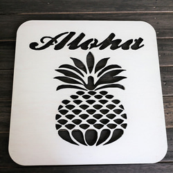 Alohaパイナップルウォールアート　セット　（S＆M）ホワイト　インテリアパネル 2枚目の画像