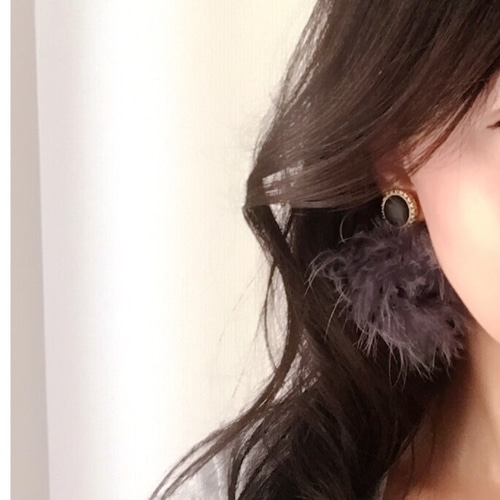 秋冬に♡ 大ぶり マラボー ファーピアス/大ぶりマラボー ファー 