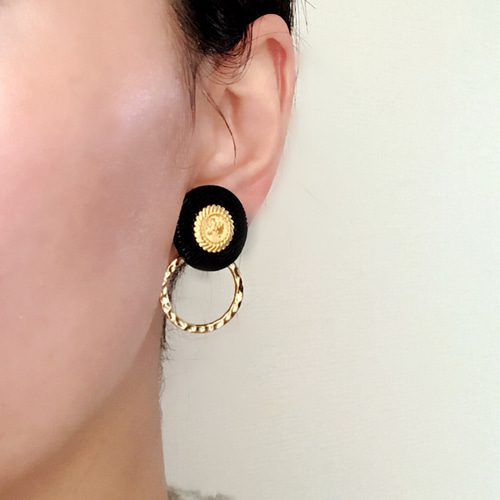 ヴィンテージレトロ風 大ぶり ピアス/レトロイヤリング