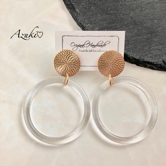 スワロフスキー クリアビジューフープサークルピアス スワロフスキー