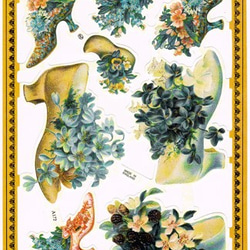 イギリス製クロモス 靴と花々 ラメなし　DA-CHE018 1枚目の画像