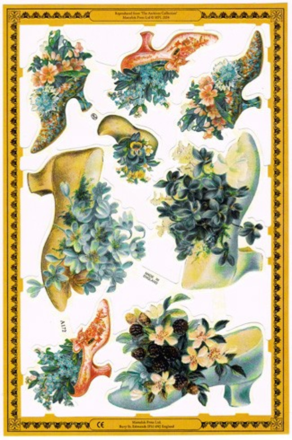 イギリス製クロモス 靴と花々 ラメなし　DA-CHE018 1枚目の画像