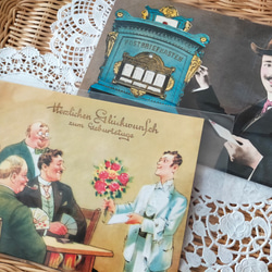 ドイツ製ポストカード【Germay】2枚セット（紳士の集い／紳士と郵便