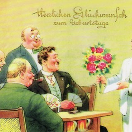 【まとめ売り】ポストカード 閲覧用(1/2) ドイツ製ポストカード【Germay】2枚セット（紳士の集い／紳士と郵便